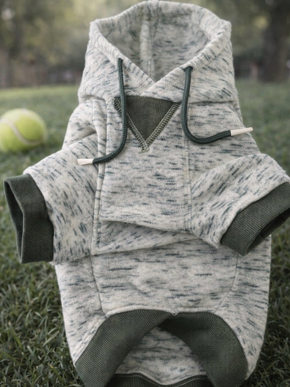 Cozy Small Dog Hoodie with Green Trim